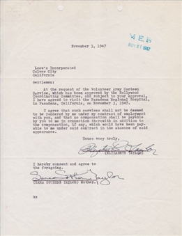 1947 Elizabeth Taylor Signed Contract